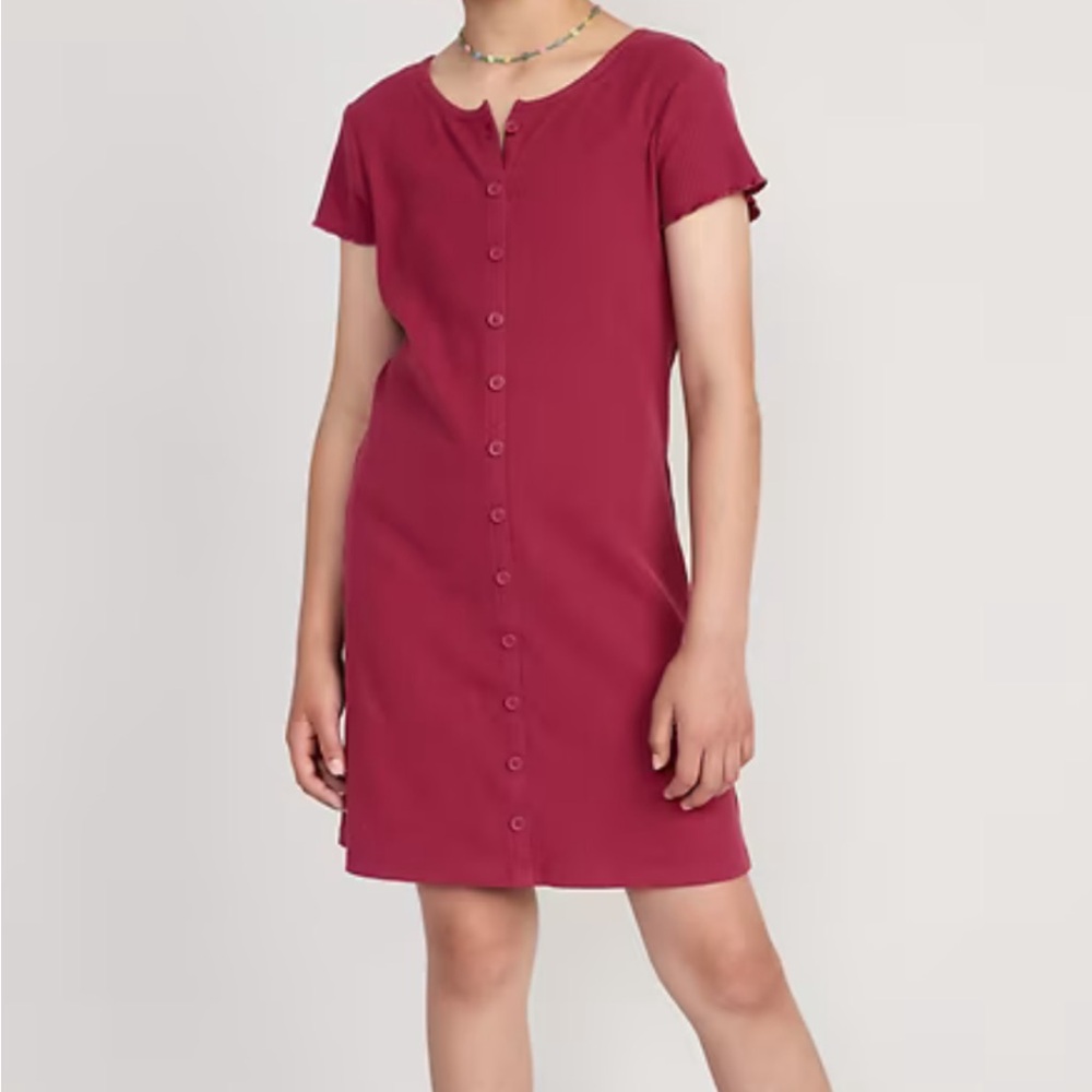 Girls Ribbed Knit Short Sleeve Dress